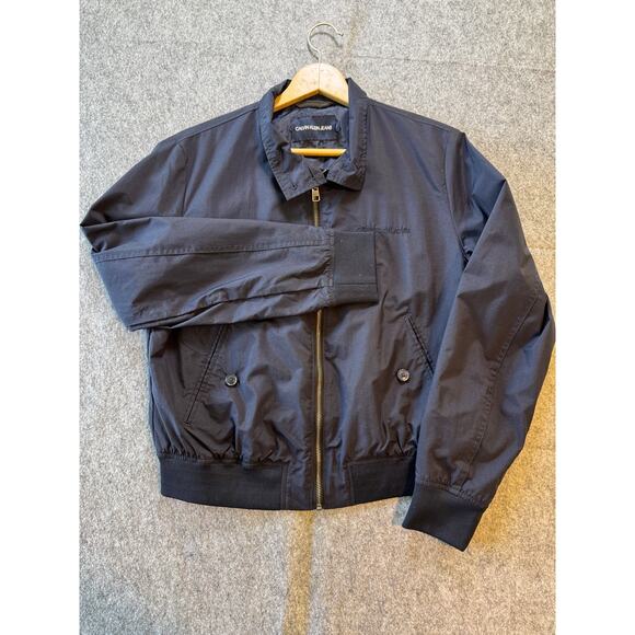 Calvin Klein Men's L Blue Matte Collared Waist Length Jacket - Picture 1 of 7